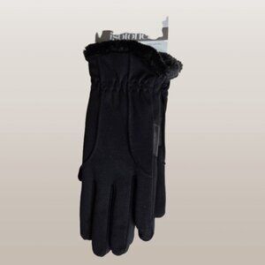 NWT Isotoner Women's Black Faux Fur Smartdri Gloves Size S/M